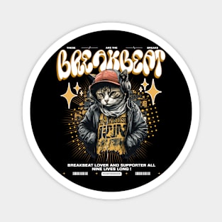 BREAKBEAT  - Urban Headphone Cat (white/tan) Magnet